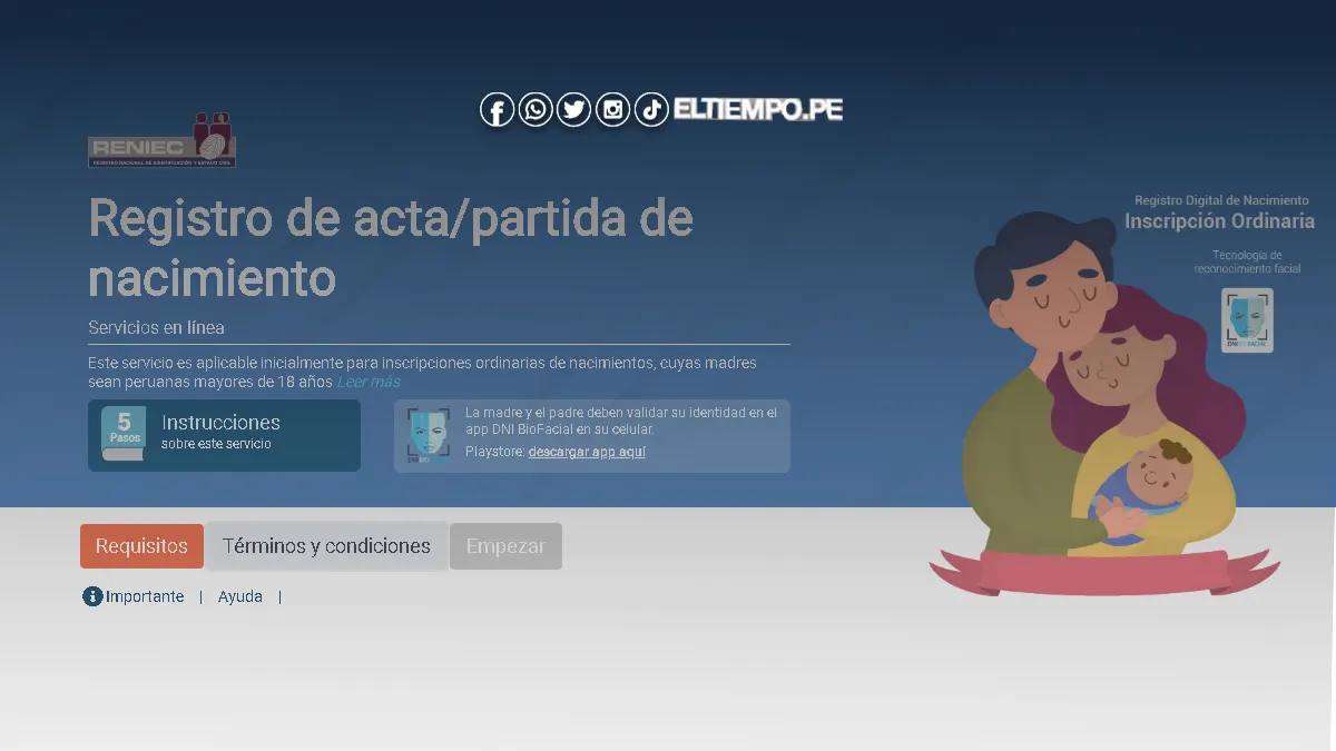 ¿Cómo realizar el registro de nacimiento en Reniec online?