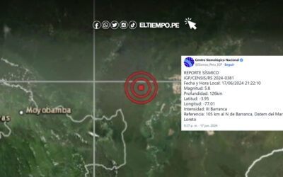 Loreto: Sismo de 5.8 en Datem del Marañón sacude varias provincias
