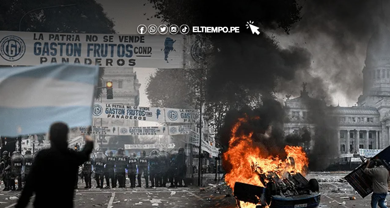 Fuertes disturbios fuera del Senado argentino por debate de Ley de Bases de Milei Fuertes disturbios fuera del Senado argentino por debate de Ley de Bases de Milei