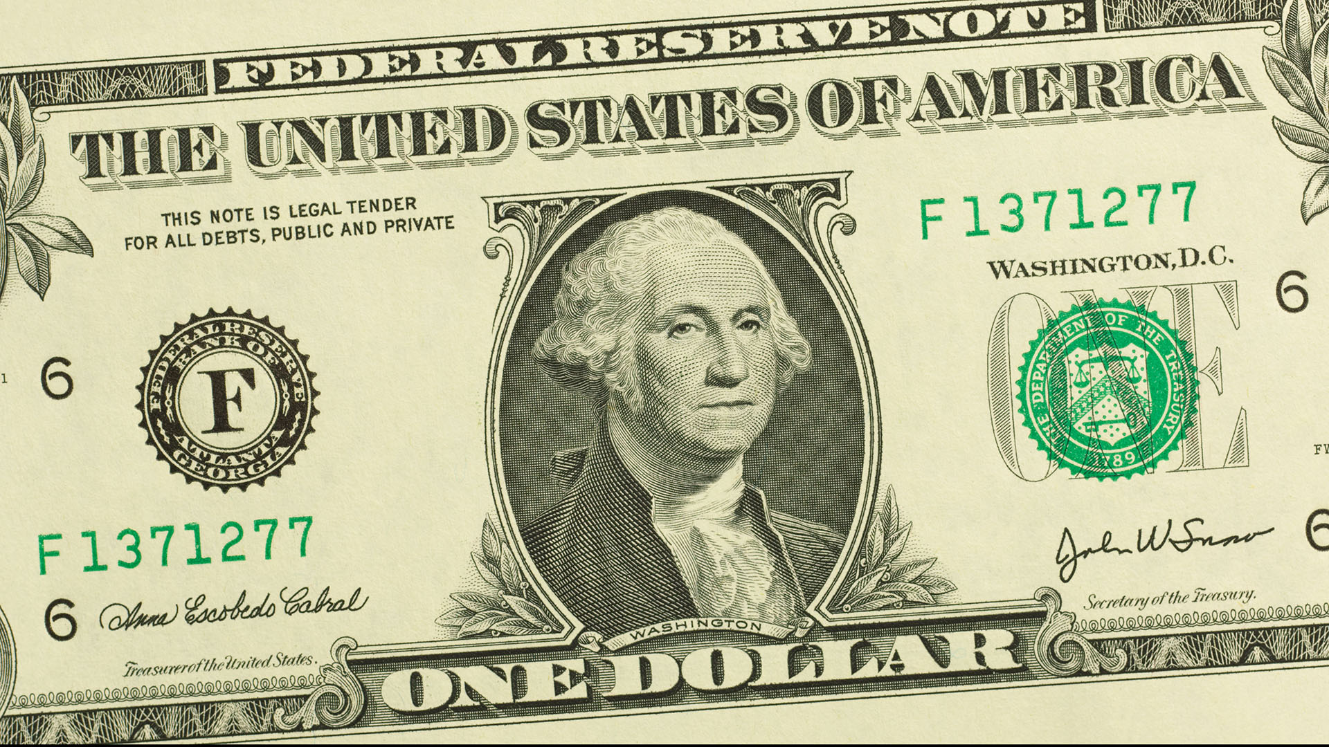One US Dollar bill.