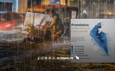 Senamhi pronostica lluvias intensas del 20 al 26 de abril en la costa norte