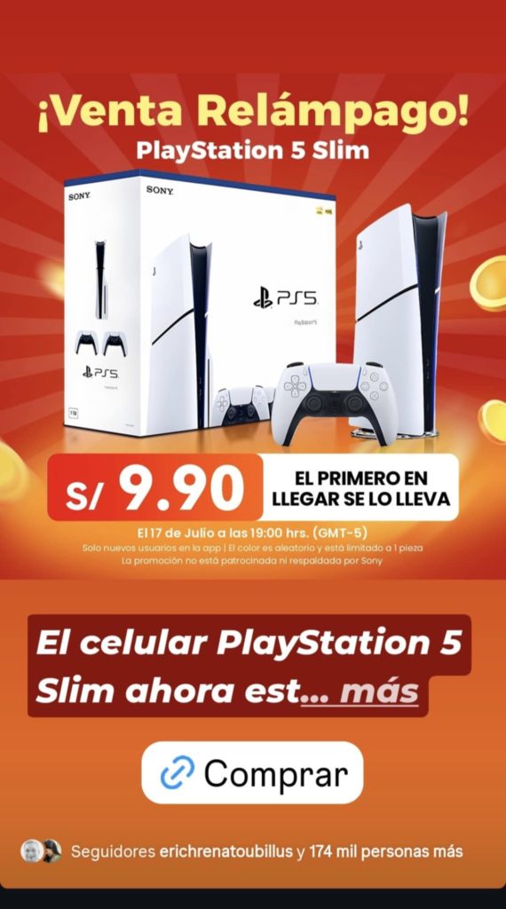 Play Station 5 de 9.90 soles en Temu julio 2025,Play Station 5,Ofertas de Temu