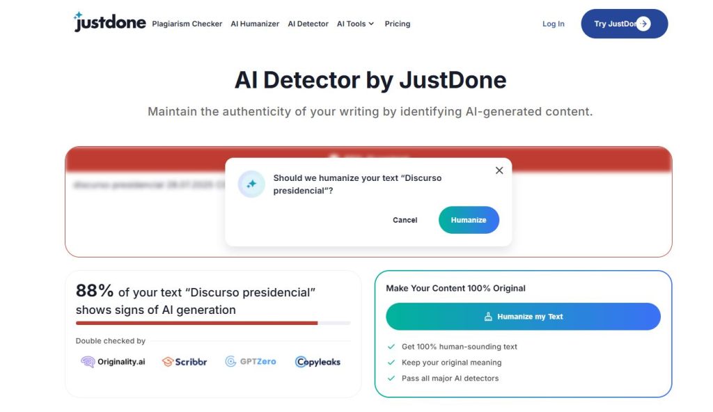 Mensaje a la Nación 2025,ZeroGPT,Inteligencia Artificial