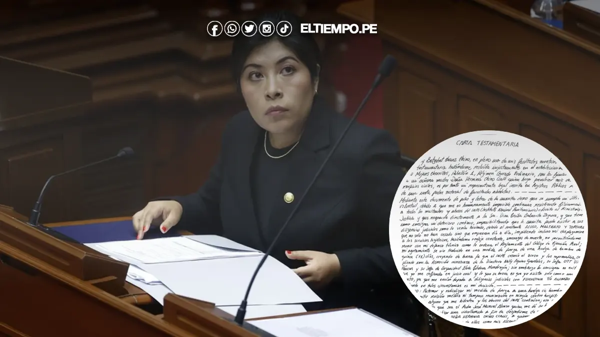 Betssy Chávez radicaliza huelga de hambre en prisión y deja carta testamentaria Betssy Chávez radicaliza huelga de hambre en prisión y deja carta testamentaria