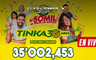 Sorteo de La Tinka HOY miércoles 13 de agosto de 2025 EN VIVO: Resultados del pozo millonario