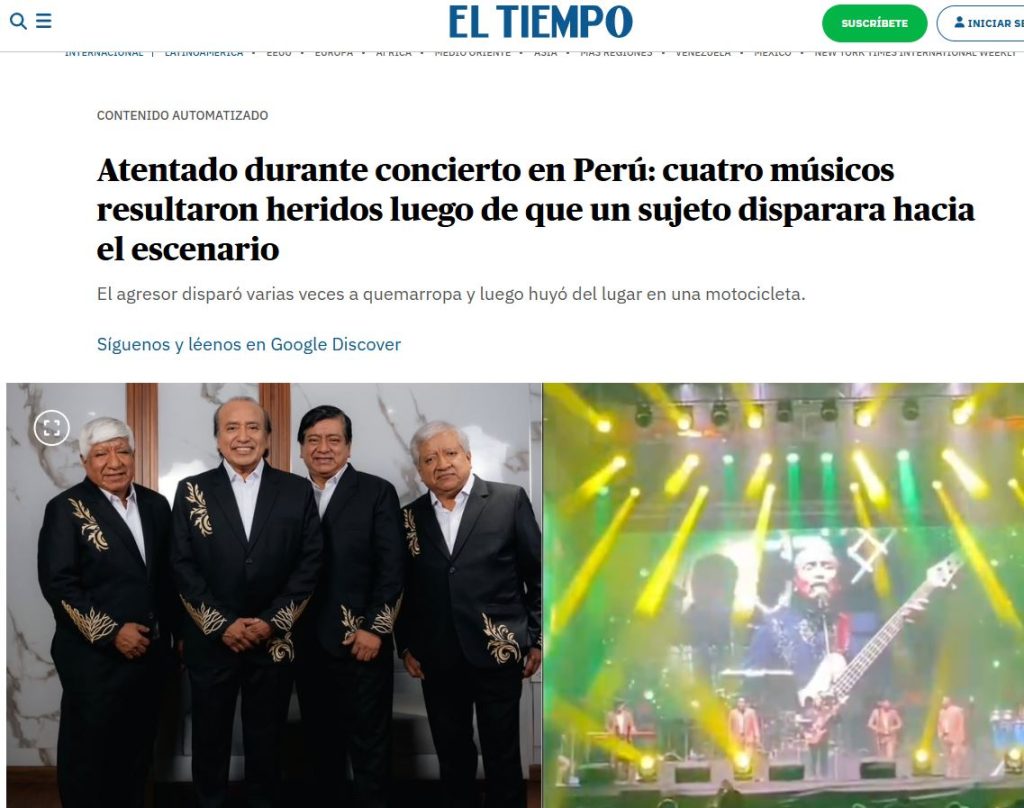 Atentado en concierto de Agua Marina
