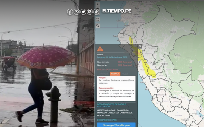 Senamhi emite alerta naranja por lluvias intensas que afectarán varias regiones del país desde este domingo