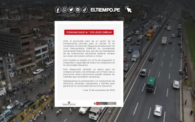 Suspensión de clases presenciales para el viernes 14 de noviembre en Lima y Callao por paro de transportistas