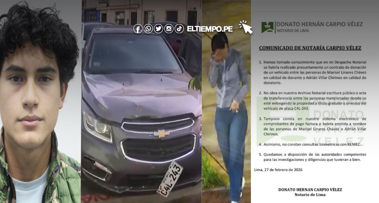 Notaría Carpio Vélez desmiente supuesta donación de vehículo entre Marisel Linares y Adrián VillarET Notaría Carpio Vélez desmiente supuesta donación de vehículo entre Marisel Linares y Adrián Villar